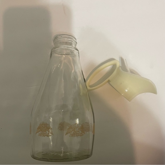 Vintage Log Cabin Glass Maple Syrup Dispenser Gold Eagle clear/gold/white - Picture 14 of 14